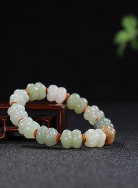 和田玉多宝莲花手串男女款玉石