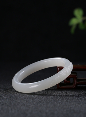 和田玉雕花手镯玉石吊坠烟青玉