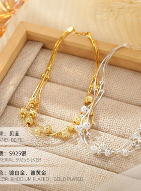 S925银新款圆珠脚链女简