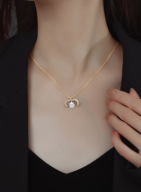 S925银向日葵刻字项链女