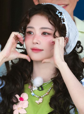 白鹿同款蕾丝花边头巾