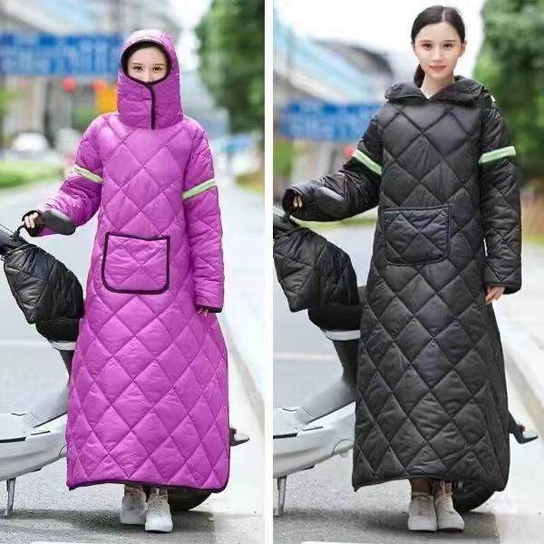 Electric vehicle windbreaker quilt for men and women, thickened, warm and velvet