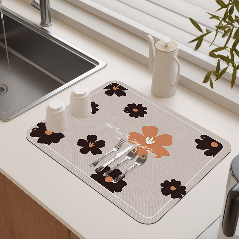 奶油风沥水垫厨房台面吸水垫卫生间洗手台牙刷杯碗筷盘碟垫子家用,淘宝优惠券,粉丝福利购,淘宝优惠卷
