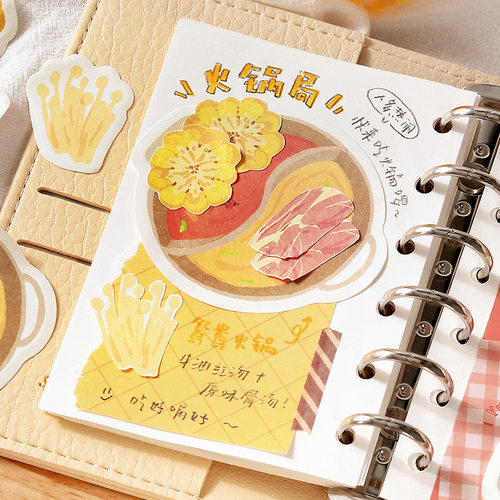 NOTE FOR 拼拼便利贴《元气厨房》纸上食玩美食三明治手帐DIY装饰手帐拼贴留言素材贴纸高颜值便利贴套装 - 图1