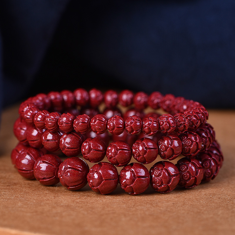 朱砂莲花手链男女本命年转运珠高含量紫金砂单圈手串上岸饰品礼物 - 图1