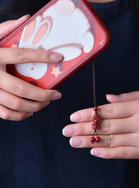 朱砂貔貅手机链男女本命年