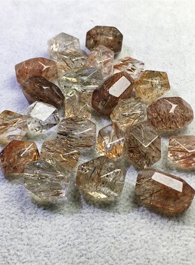 黑金超天然水晶diy配件散珠手链