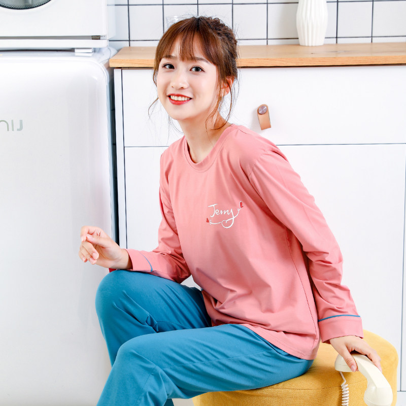 紫色花语秋季纯棉学生圆领印花睡衣 zisehy睡衣/家居服套装