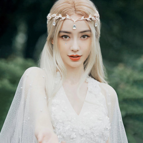 假发女长发秋冬新款baby精灵造型万用cos白金色中分刘海全头套式 - 图1