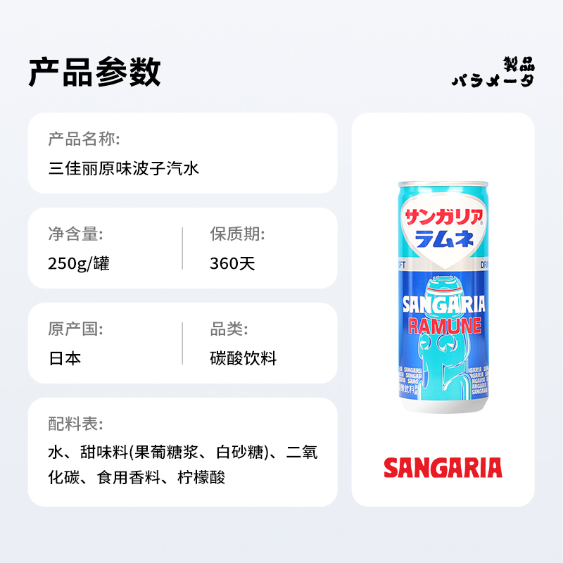 组合罐装250g三佳丽波子汽水日本原装进口葡萄密瓜味碳酸饮料罐装 - 图1