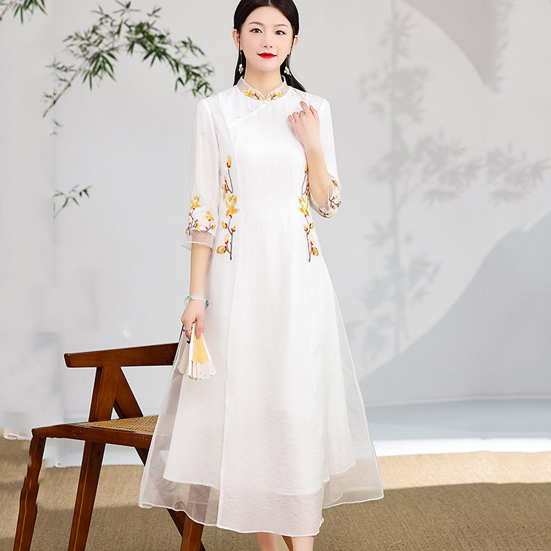 改良旗袍复古民国风唐装中式连衣裙 娇品兰旗袍