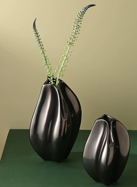 印度进口高级感抽象摆件小花瓶银灰色别墅酒店民宿工艺品艺术手作