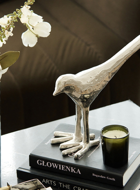 简约现代轻奢创意银色动物小鸟摆件样板间酒店电视柜玄关桌面摆设