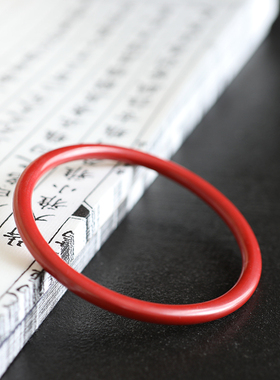 一世长安帝王砂叮当镯5mm朱砂细条镯子红砂中国古风汉服旗袍搭配