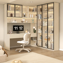 Desk Bookshelf Integrated Light Lavish Bedroom Corner Wardrobe Writing Desk Bookcase Portfolio Home Modern Office Computer Desk