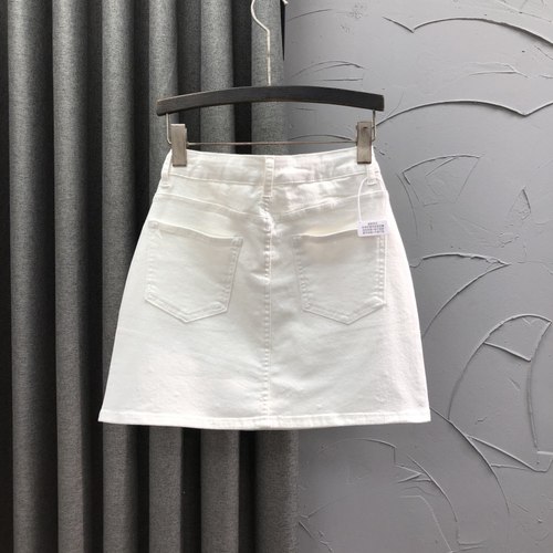 欧货白色高腰花朵刺绣牛仔短裙女夏天时尚新款百搭A字半身包臀裙 - 图2