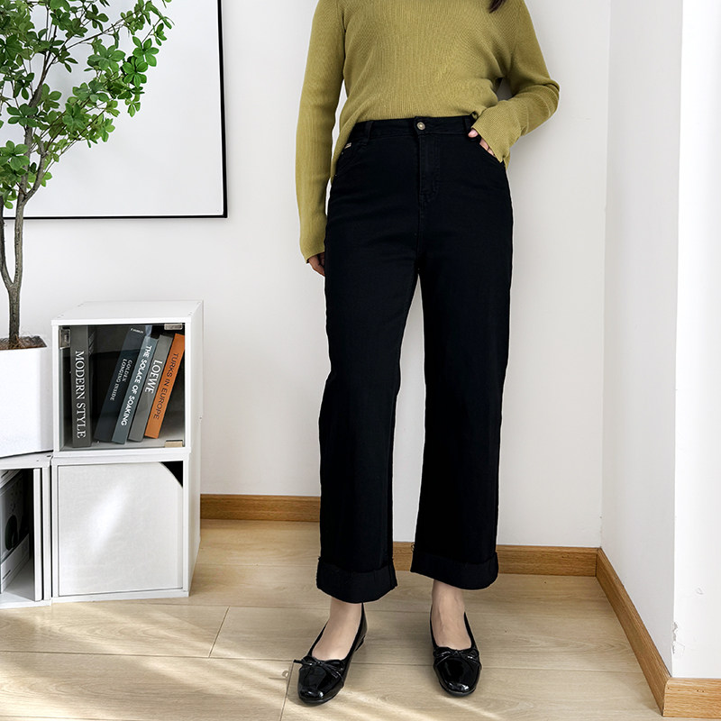 大码窄版直筒牛仔裤女2025秋季女裤显瘦九分烟管裤胖mm卷边裤子,淘宝优惠券,粉丝福利购,淘宝优惠卷