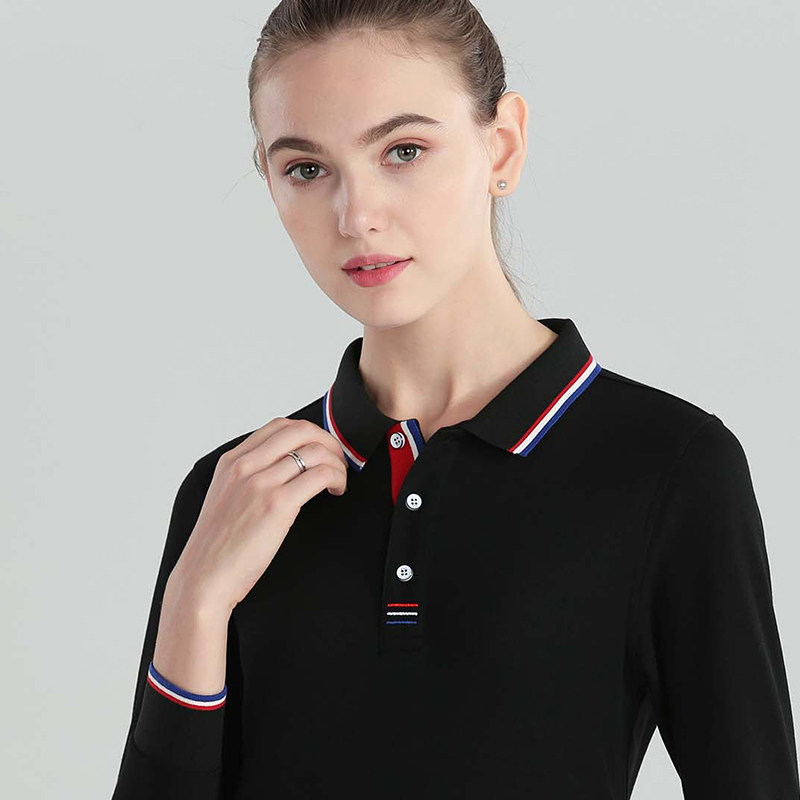 有领长袖女翻领工装夏企业polo衫 宫喜图志T恤