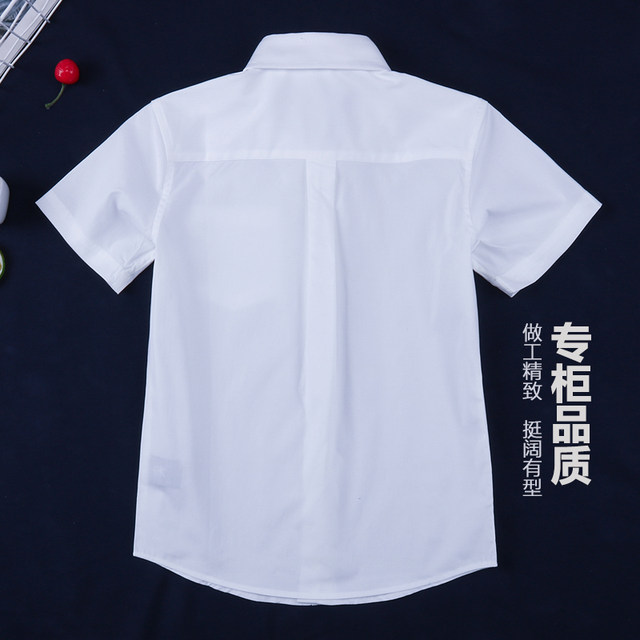 Boys white short sleeve summer thin cotton shirt