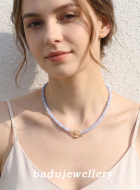 小众设计感天然绿松石串珠项链女