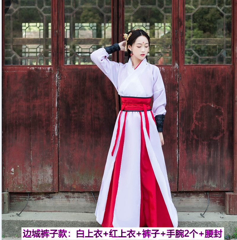 古装武侠风女修身中国风毕业照汉服 圣椀汉樱民族服装/舞台装