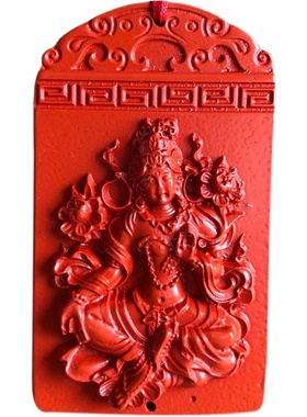 帝王红朱砂度母项链 多罗观自在菩萨神像挂件 光照众生藏教神随身