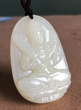 和田玉本命佛虚空藏菩萨属牛虎鼠年吊坠女守护神玉观音男项链