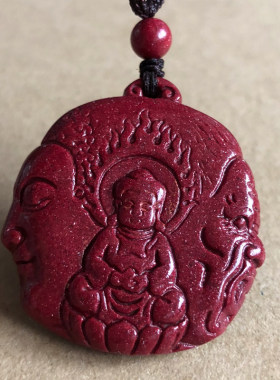 天然原石紫金朱砂转世灵童宝宝佛吊坠佛魔一念之间男女随身挂项链