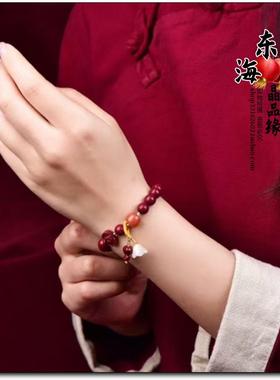 原矿朱砂手链女款紫金砂手串本命年转运珠生肖蛇手饰送女友礼物