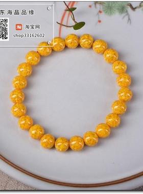 真品雄黄原矿晶体朱砂手串黄色手链女转运珠雌黄砂手串护身符