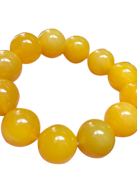 天然黄玛瑙手链男女款首饰品黄玉髓圆形佛珠手玉串玉珠蜜蜡色证书