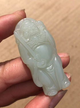 新疆天然和田青玉白玉钟馗吊坠本命年生肖虎站关公天师钟馗玉挂件