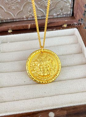 金店同款古法越南沙金精工黄财神吊坠五路财神黄财神挂坠不掉色
