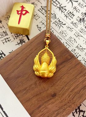 金店同款越南古法沙金仟叶莲花佛吊坠不掉色大日如来佛挂坠高级感