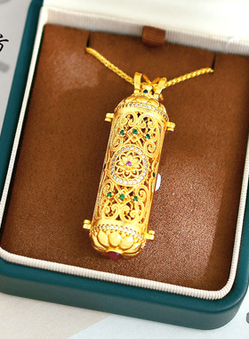 金店同款古法越南沙金镶钻开门见财神吊坠 新中式国潮风财神挂坠