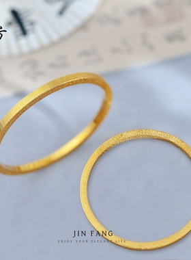 金店同款古法越南沙金精工加厚侧面磨砂拉丝小方镯简约时尚手镯