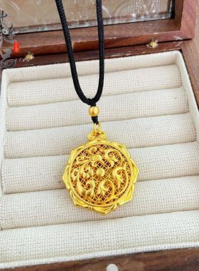 金店同款古法越南沙金镂空吉祥如意凤舞罗盘吊坠不掉色罗盘挂坠