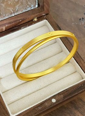 金店同款古法越南沙金双环传承手镯气质灵动多圈手环不掉色高级感