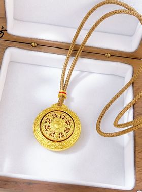 金店同款越南沙金可旋转福字吉祥八宝罗盘吊坠女夏天项链时尚百搭