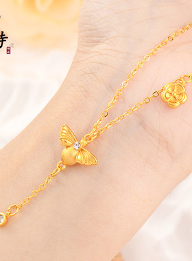 越南沙金新中式轻奢小众设计感精致镶钻小蜜蜂吊坠项链百搭女高级