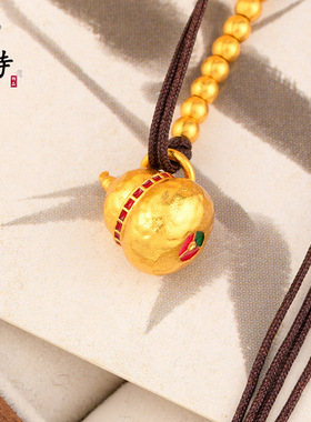 越南沙金炫彩底玫红钻葫芦编绳项链轻奢简约钱币福禄饰品项链小众