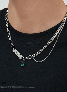 原创正品字母古巴链拼接项链男