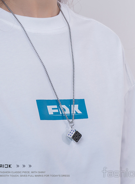 嘻哈高街情侣款幸运笑脸骰子项链