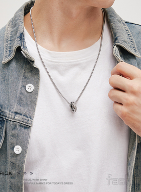 项链男款双环项链男潮设计感小众