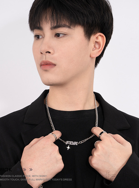 FDK原创正品字母四芒星吊坠项链