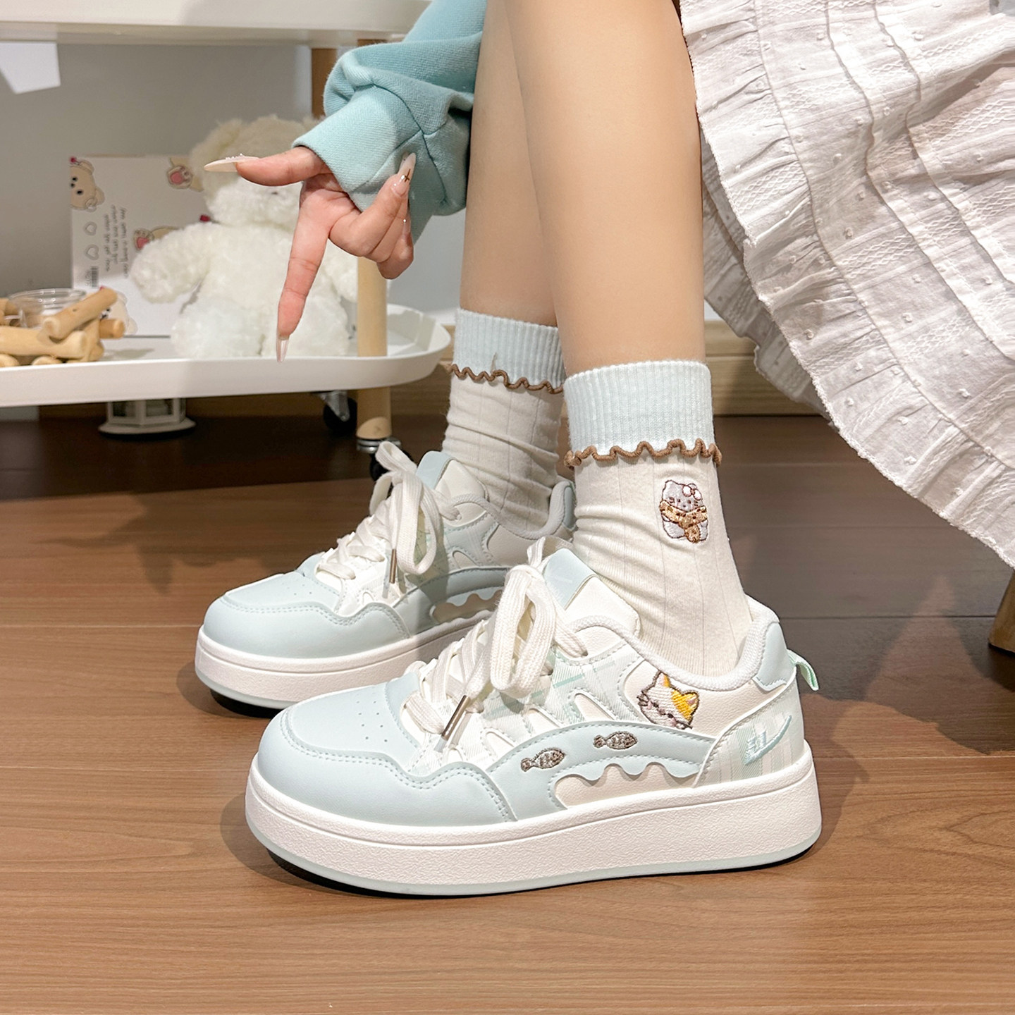 回力初中生鞋子女春季新款猫咪小白鞋女厚底ins潮高颜值板鞋女款,淘宝优惠券,粉丝福利购,淘宝优惠卷