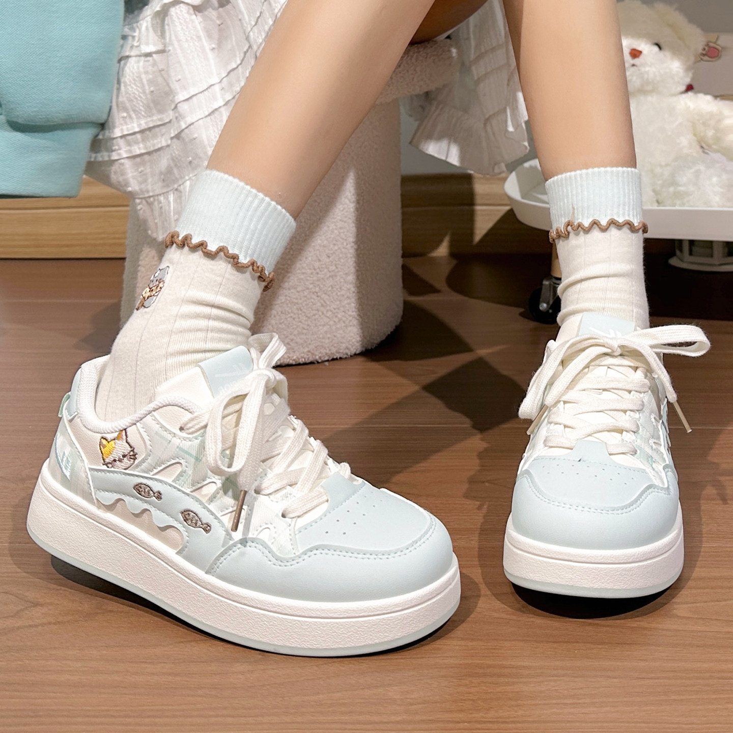 回力初中生鞋子女春季新款猫咪小白鞋女厚底ins潮高颜值板鞋女款,淘宝优惠券,粉丝福利购,淘宝优惠卷