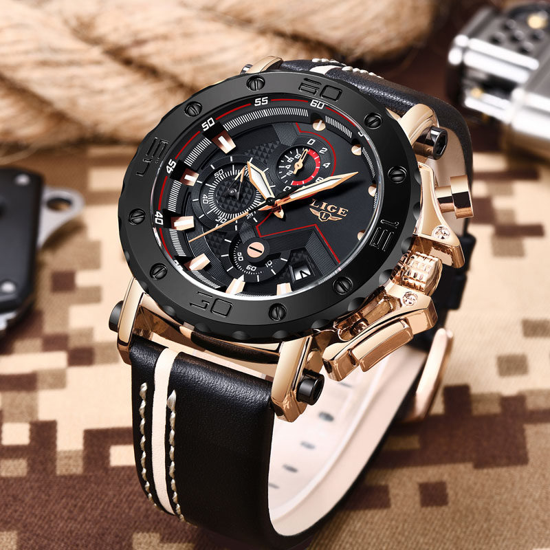 新品利格男士夜光防水运动石英手表 利格手表国产腕表