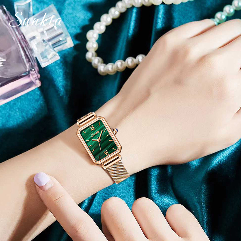 sunkta复古方盘女简约气质石英表 利格手表国产腕表