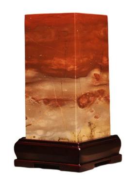 广西国画石方柱四方来财天然奇石原石客厅办公室草花石摆件观赏石